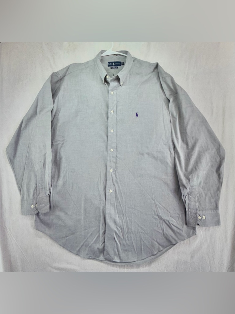 Ralph Lauren Light Gray Button-Down Oxford with Polo Logo